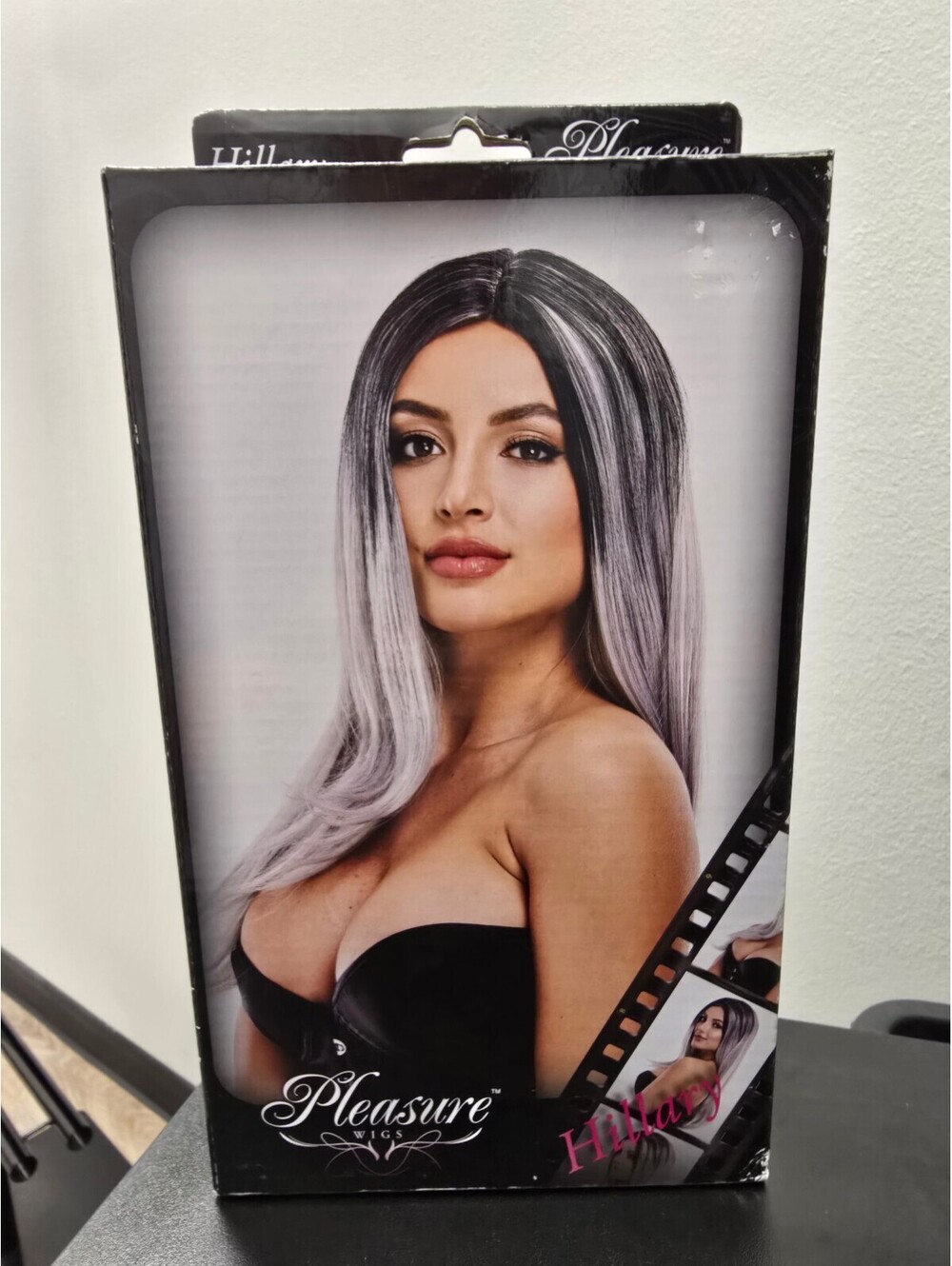 Pleasure Wigs Hillary 24in Silver Black Straight Wig NIB